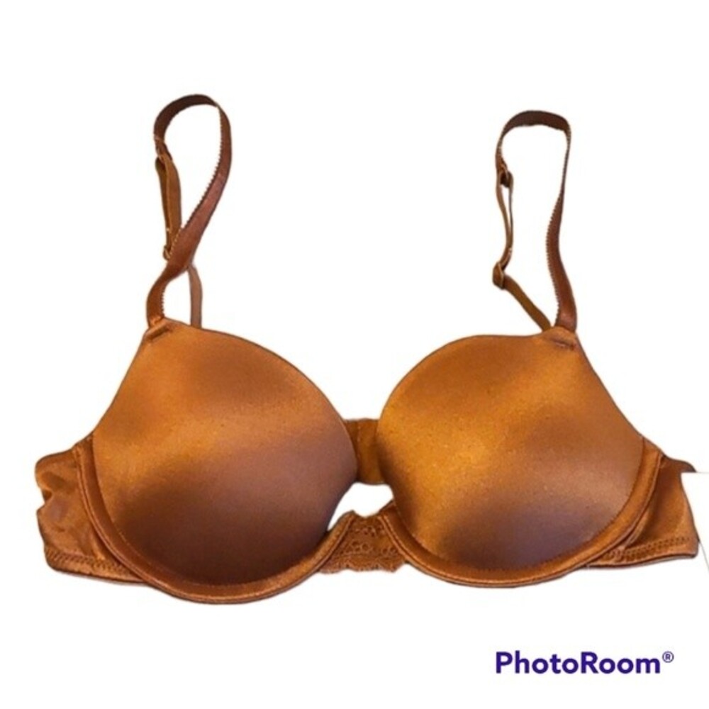 Auden demi coverage brown t-shirt bra with lace 32A NWT